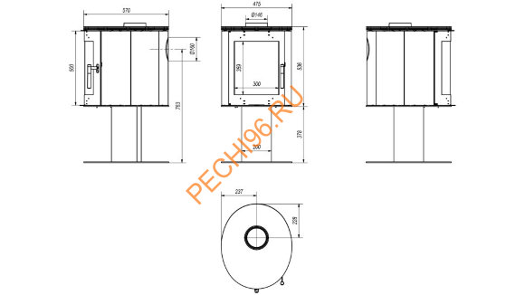 Печь-камин Kratki KOZA ORBIT Печь-камин Kratki KOZA ORBIT