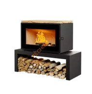 Печь-камин АСТОВ КУБ 800 Песчаник на подиуме