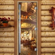 Дверь стеклянная DoorWood «Престиж», 700х1900мм, с фотопечатью «Старая таверна»