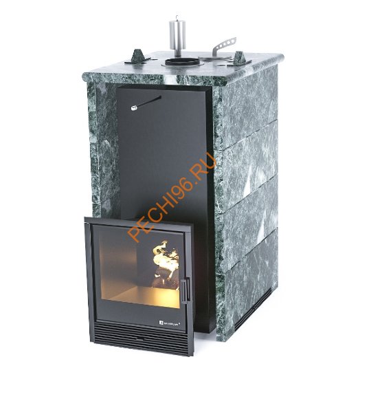 Печь банная ИзиСтим Геленджик в трёхстороннем кожухе из змеевика Печь банная ИзиСтим Геленджик в трёхстороннем кожухе из змеевика