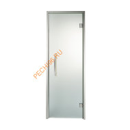 Дверь стеклянная Grandis GS 8х19-М-S-Si коробка алюминий Silver, ручка Ясень