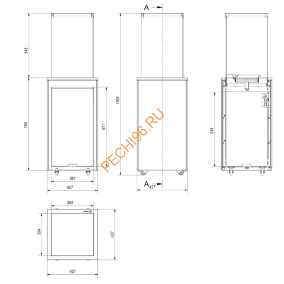 Камин уличный газовый Kratki PATIO MINI/M/G31/37MBAR/S