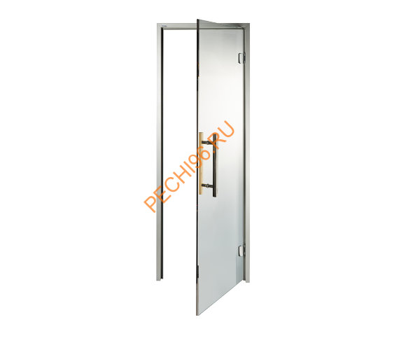 Дверь стеклянная Grandis GS 8х19-М1-S-Si коробка алюминий Silver, ручка Абаш