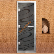 Дверь в хамам стеклянная Арта Престиж Арт 60G Туман, коробка алюминий с порогом