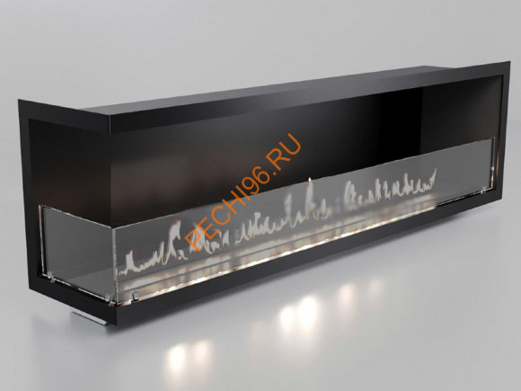 Биокамин угловой 1700х500х300 мм, стекло тонированное