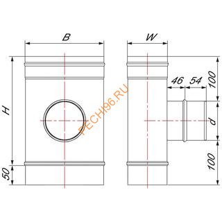 Тройник Вулкан VOR 90° 100x200 с патрубком D130