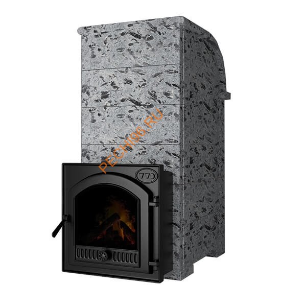 Печь банная Калита Князь чугунная панорамное стекло серпентинит Премиум
