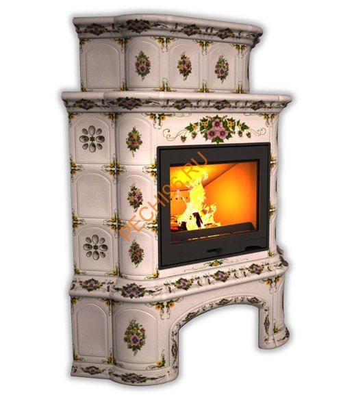 Печь-камин КимрПечь Прованс угловой двухъярусный Лето с дровником Печь-камин КимрПечь Прованс угловой двухъярусный Лето с дровником