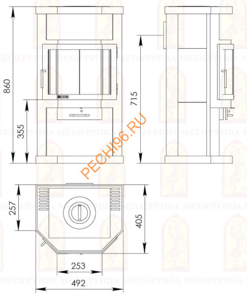 Печь-камин Мета-Бел Ока 6 кВт с плитой