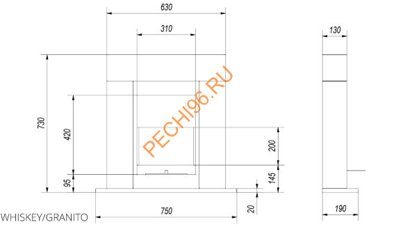 Биокамин напольный Kratki WHISKEY, TUV