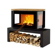 Печь-камин АСТОВ КУБ 3С 800 Песчаник, на подиуме