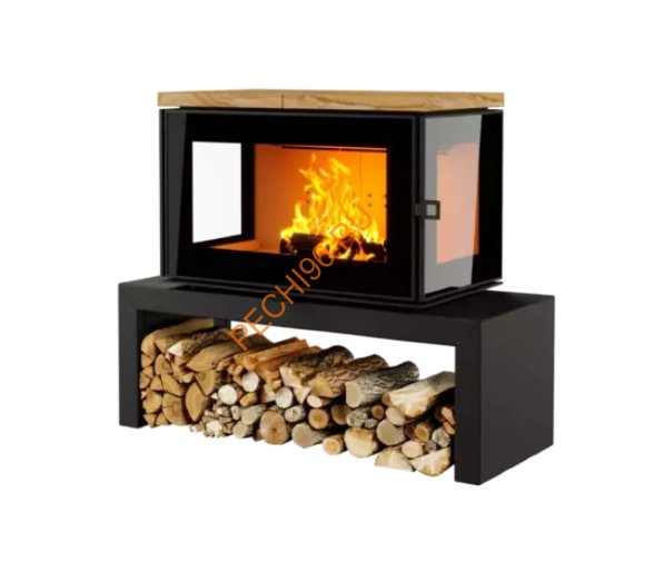 Печь-камин АСТОВ КУБ 3С 800 Песчаник, на подиуме