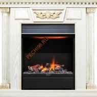 Электрокамин Dimplex Olympia с очагом Albany белый дуб, патина золото