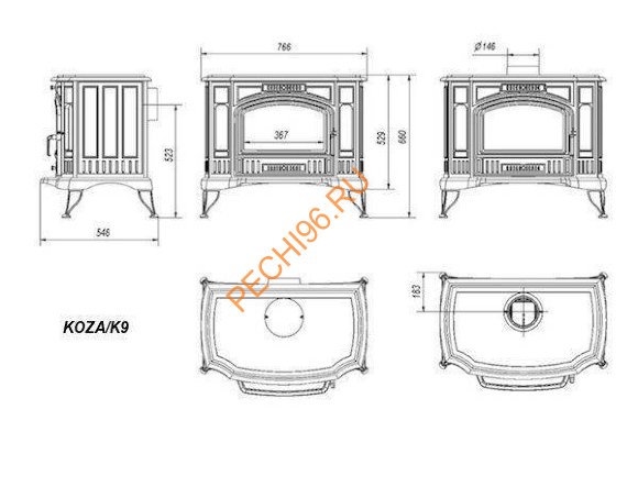 Печь-камин KRATKI Koza/K9 Печь-камин KRATKI Koza/K9
