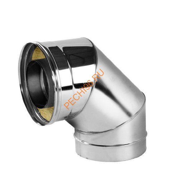 Сэндвич-отвод ВУЛКАН Z50R, 90 гр, нержавейка AISI 321/оцинковка, d 180/280 мм