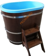 Купель для бани ExpertSaun овальная из кедра с пластиковой вставкой и колеровкой, h 1200мм