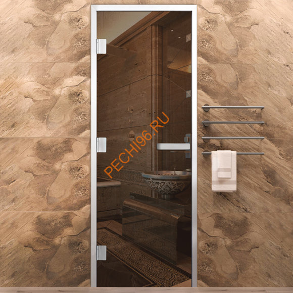 Дверь в хамам стеклянная Арта Элит Бронза, коробка алюминий Дверь в хамам стеклянная Арта Элит Бронза, коробка алюминий