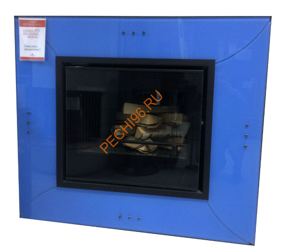 Дровяной камин EdilKamin WIND Vetro Azzurro с топкой LUCE PLUS 62 N