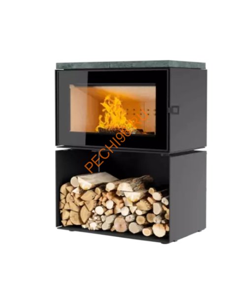 Печь-камин АСТОВ КУБ 800 Талькомагнезит на дровнике