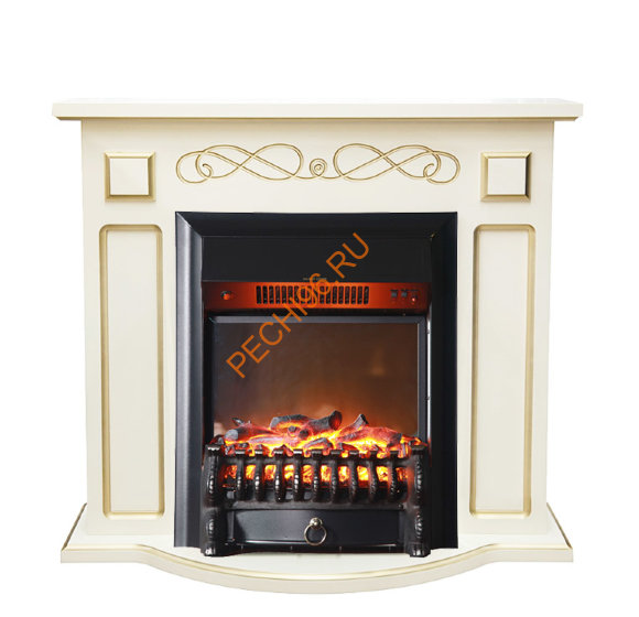 Электрокамин InterFlame Аспен патина белый с очагом Fobos GLS
