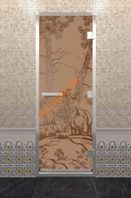 Дверь стеклянная DoorWood Хамам «Мишки» бронза матовая, 1900х700 мм Дверь стеклянная DoorWood Хамам «Мишки» бронза матовая, 1900х700 мм