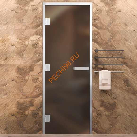 Дверь в хамам стеклянная Арта Элит Бронза Матовая, коробка алюминий