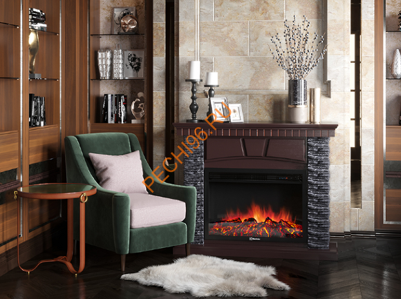 Электрокамин Electrolux EFP/P-3020LS с порталом Firelight Porto 30, камень черный, венге