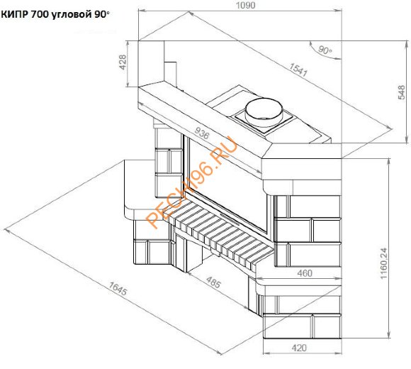 Каминная облицовка Кипр 700 угловая 90°