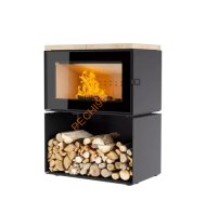 Печь-камин АСТОВ КУБ 800 Крема беж на дровнике