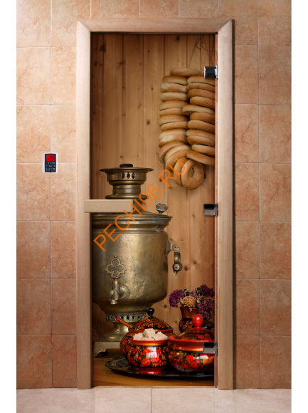 Дверь стеклянная DoorWood с фотопечатью «После баньки» Дверь стеклянная DoorWood с фотопечатью «После баньки»