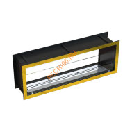 Биокамин сквозной 1500х500х300 мм, стекло, рамки латунь