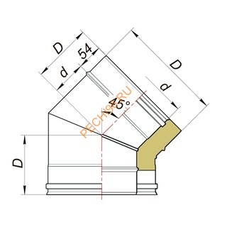 Отвод ВУЛКАН VBR 45° D115/210 мм, нерж 0.5, черный Отвод ВУЛКАН VBR 45° D115/210 мм, нерж 0.5, черный