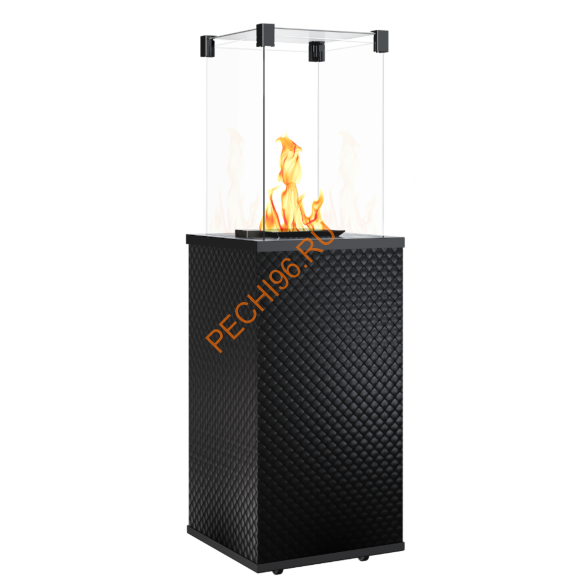 Камин уличный газовый Kratki PATIO/M/G31/37MBAR/CZ/P, черное стекло, тиснение