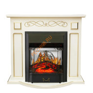 Электрокамин InterFlame Аспен патина белый с очагом Majestic GLS