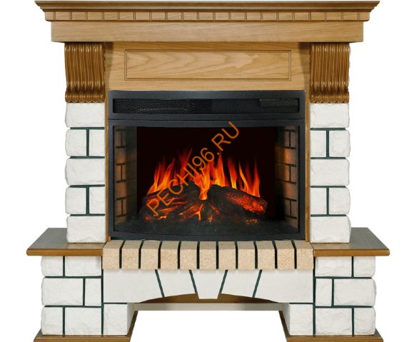 Электрокамин Royal Flame Pierre Luxe дуб/белый с очагом Dioramic 25 LED FX