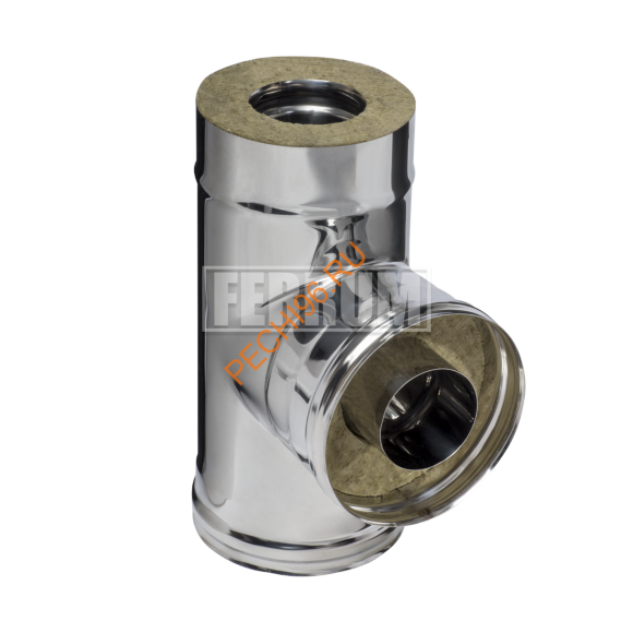 Сэндвич-тройник 90° Феррум, нержавейка AISI 430-0,5 мм/оцинковка, d 150/210 мм