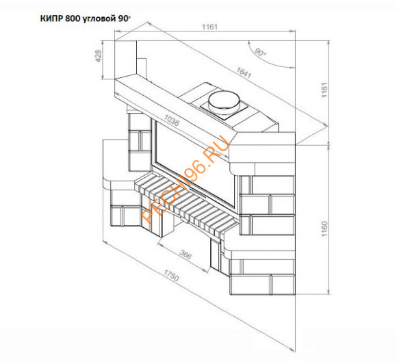 Каминная облицовка Кипр 800 угловая 90°