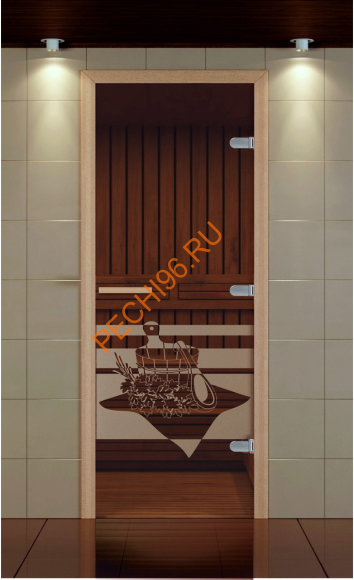 Дверь стеклянная ALDO  NEW «Банный день» коробка бук без порога