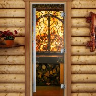 Дверь стеклянная DoorWood «Престиж», 800х2000мм, с фотопечатью «Пламя»