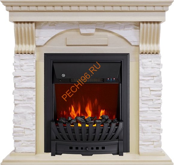 Электрокамин Royal Flame Dublin Слоновая кость с патиной с очагом Aspen