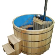 Уличная купель Фурако ExpertSaun с внутренней печью и вставкой, круглая из кедра, h 1200мм