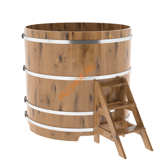 Купель для бани BentWood круглая из дуба Рустик, D1,5 м