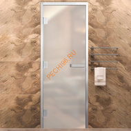 Дверь в хамам стеклянная Арта Элит Белая Матовая, коробка алюминий