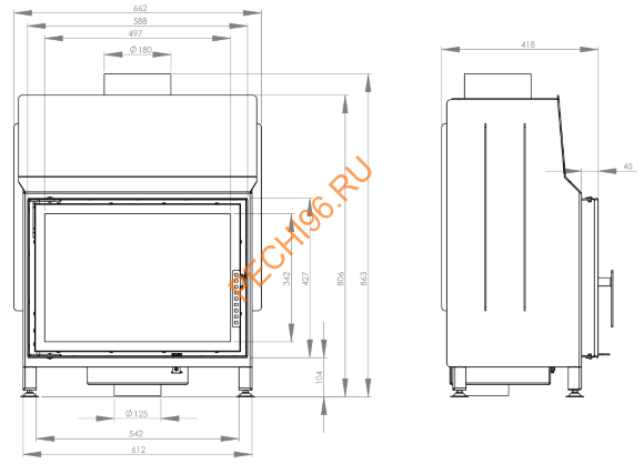 Каминная топка Hitze STMA54X39S