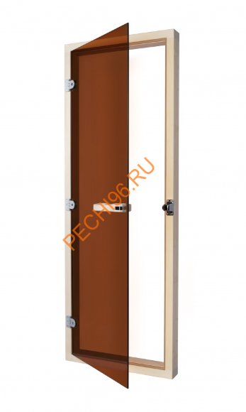 Дверь стеклянная Sawo «бронза» 730-4SGА 7/19, коробка осина, с порогом