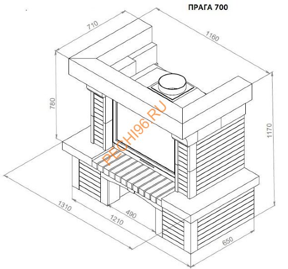 Каминная облицовка Прага 700 приставная