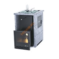 Печь банная ИзиСтим Анапа М2 в трёхстороннем кожухе из талькохлорита с открытым верхом