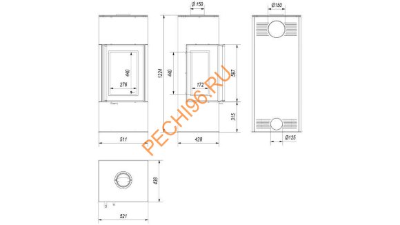 Печь-камин Kratki THOR 8 View