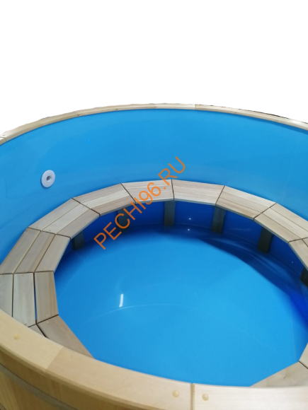 Уличная купель Фурако ExpertSaun с внешней печью и вставкой, круглая из кедра, h 1200мм