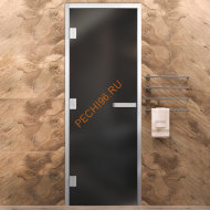 Дверь в хамам стеклянная Арта Элит Серая Матовая, коробка алюминий